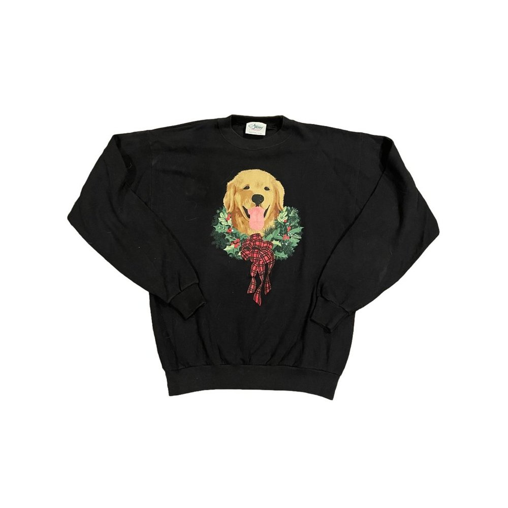 Vintage Rare Golden Retriever Crewneck Sweatshirt Sweater Christmas Medium